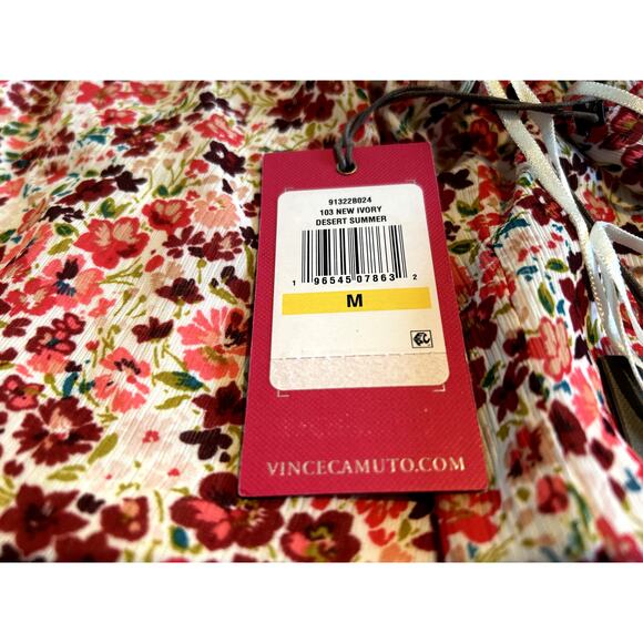NWT Vince Camuto Ivory Textured Floral Sleeveless V-Neck Blouse, Womens Medium - Picture 8 of 9